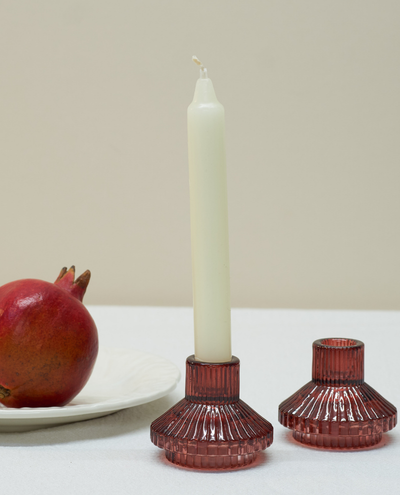 Small Burgundy Glass Candle Holder