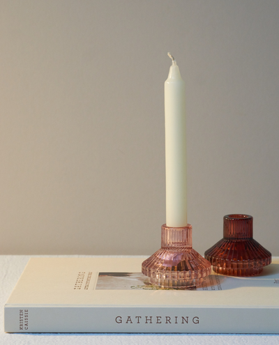 Small Pink Glass Candle Holder