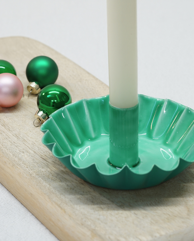 Green Metal Scalloped Candle Holder