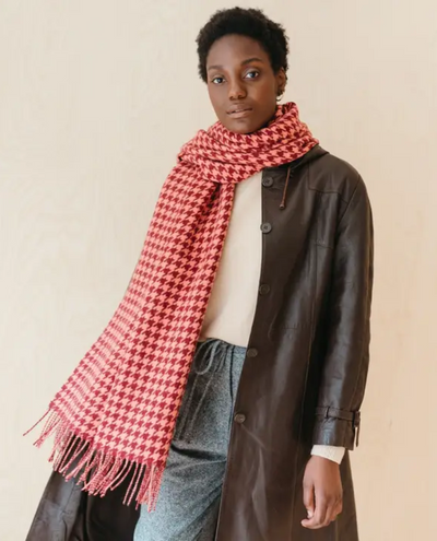 TBCo Lambswool Berry Houndstooth Blanket Scarf