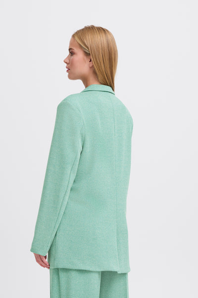 Ichi Kate Oversized Beryle Green Jacquard Blazer