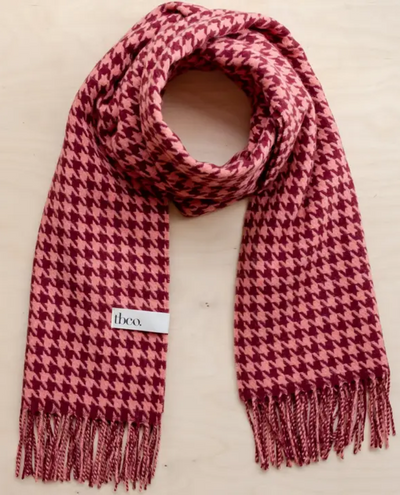 TBCo Lambswool Berry Houndstooth Blanket Scarf