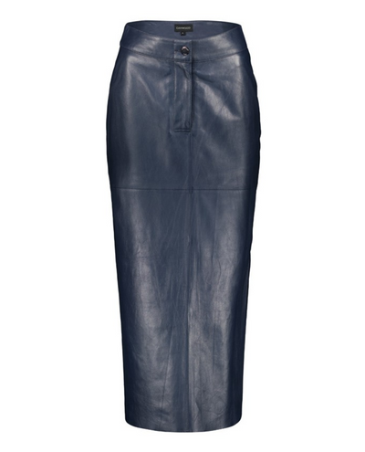 Oakwood Mentola Navy Leather Skirt