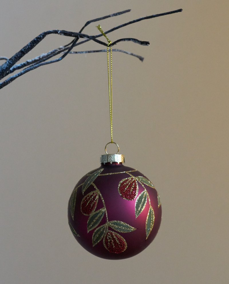 Xmas Cerise Beaded Fruit Bauble