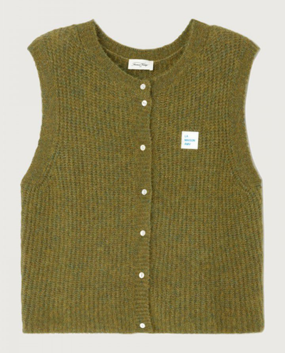 American Vintage East Kiwi Sleeveless Cardigan Gilet