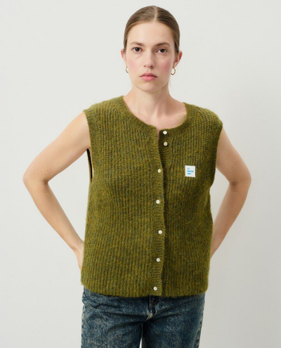 American Vintage East Kiwi Sleeveless Cardigan Gilet