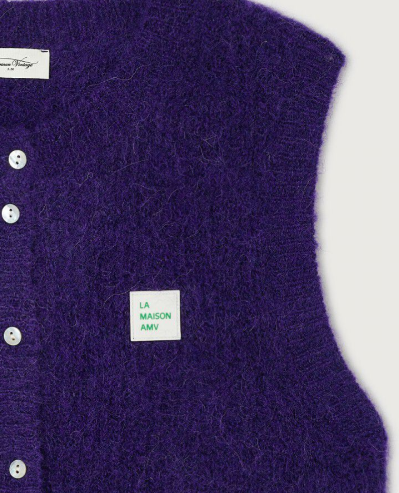 American Vintage East Violet Sleeveless Cardigan