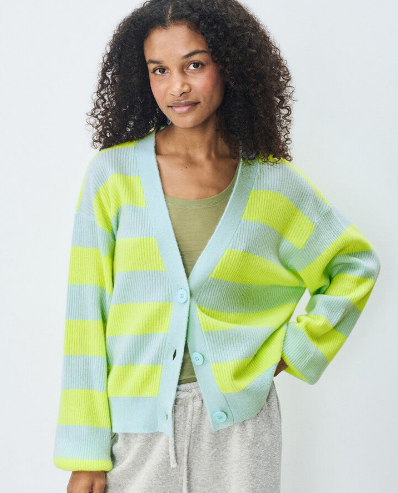 American Vintage Raxow Blue Yellow Stripe Cardigan