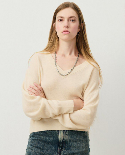 American Vintage Raxow Natural V-Neck Knit