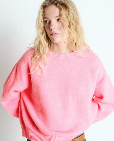 American Vintage Vitow Rose Pink Crew Knit