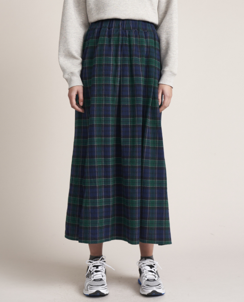 Bellerose Chiara Check Cotton Midi Skirt