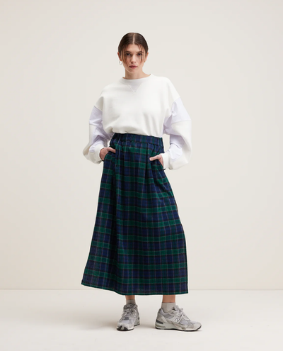 Bellerose Chiara Check Cotton Midi Skirt