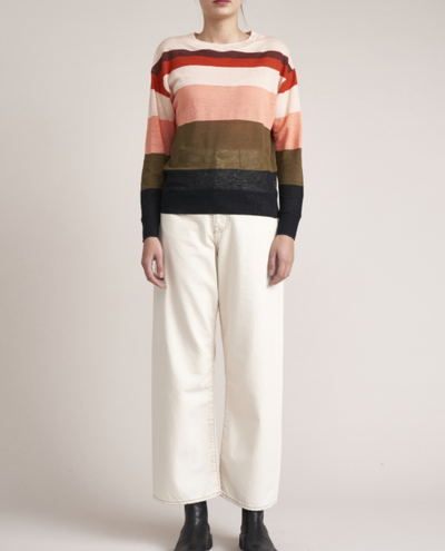 Bellerose Senia Stripe Coral Pink Linen Knit