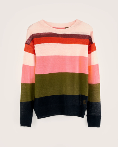 Bellerose Senia Stripe Coral Pink Linen Knit