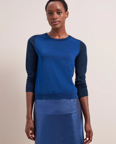 Cefinn Remi Blue Metallic Crew Knit