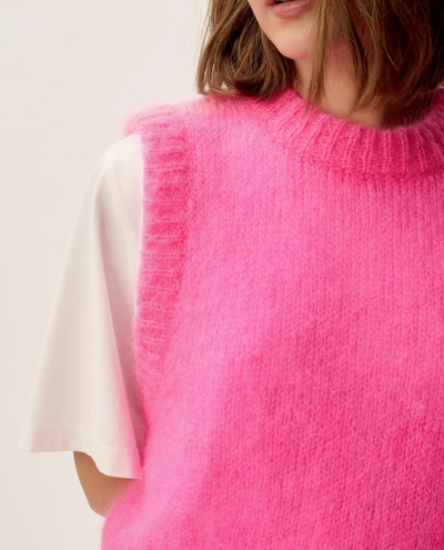 Des Petits Hauts Alberto Rose Fluro Sweater Vest Knit