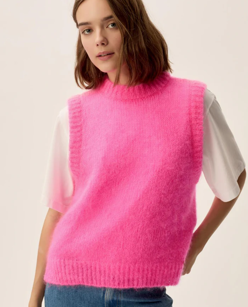 Des Petits Hauts Alberto Rose Fluro Sweater Vest Knit