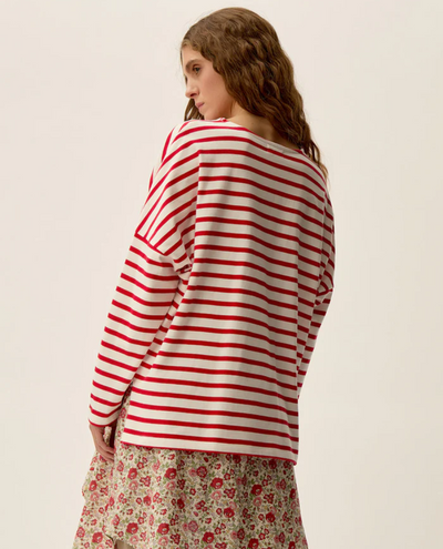 Des Petits Hauts Filly Tomato Stripe T-Shirt