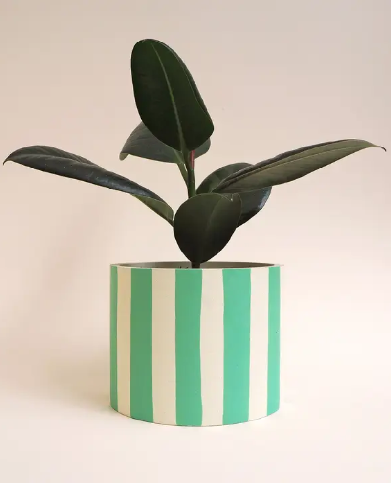 Hello Marilu Mint Striped Pot Large