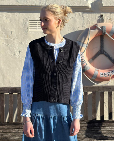 Part Two Noemie Navy Waistcoat Cardigan