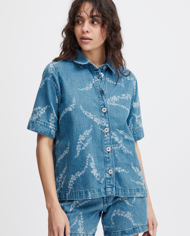 Ichi Biane Washed Denim Shirt