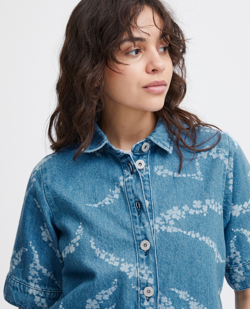 Ichi Biane Washed Denim Shirt