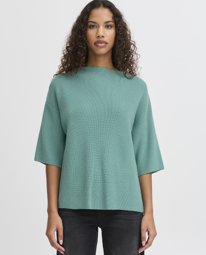 Ichi Boston Beryl Green Short Sleeve Knit