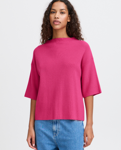 Ichi Boston Pink Yarrow Short Sleeve Knit