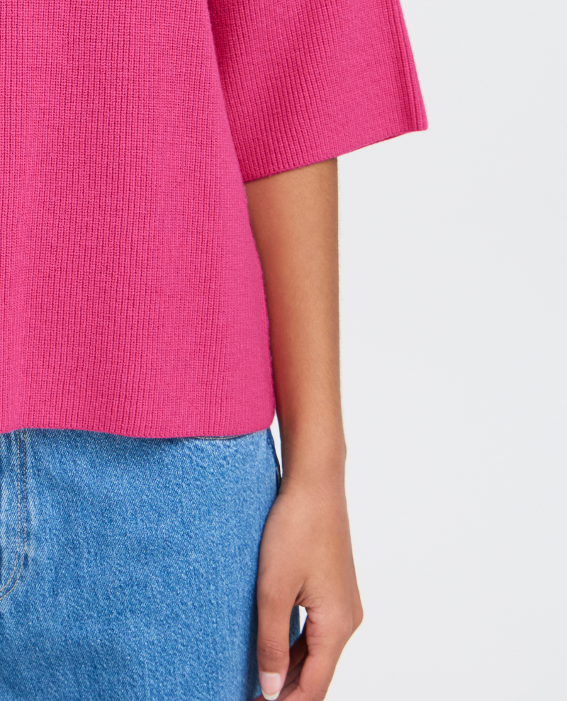 Ichi Boston Pink Yarrow Short Sleeve Knit