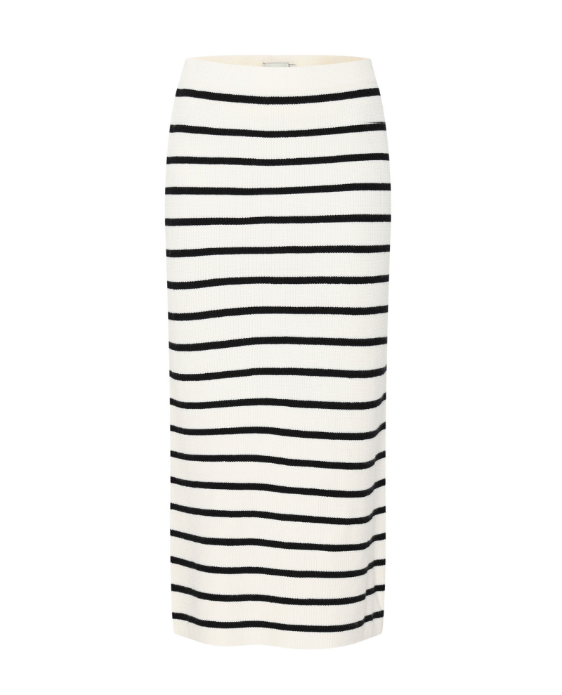 Ichi Boston Black Stripe Knitted Skirt