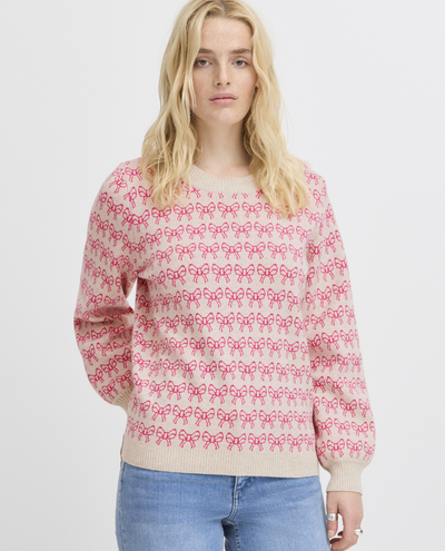 Ichi Brielle Pink Bow Knit