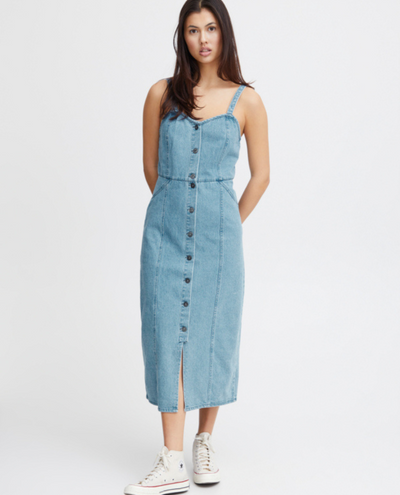 Ichi Concor Denim Blue Strappy Dress