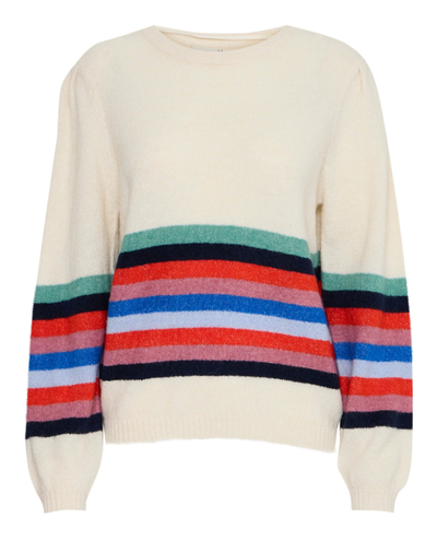 Ichi Dusty Multi Stripe Crew Knit