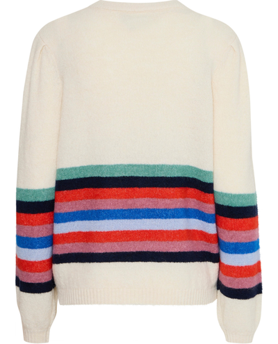 Ichi Dusty Multi Stripe Crew Knit