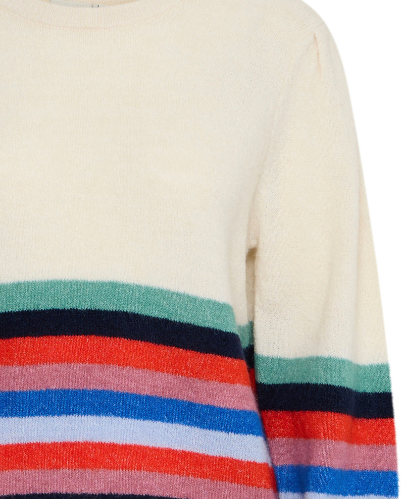 Ichi Dusty Multi Stripe Crew Knit