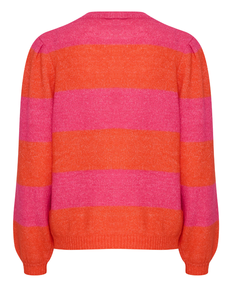 Ichi Dusty Pink Red Stripe Crew Knit