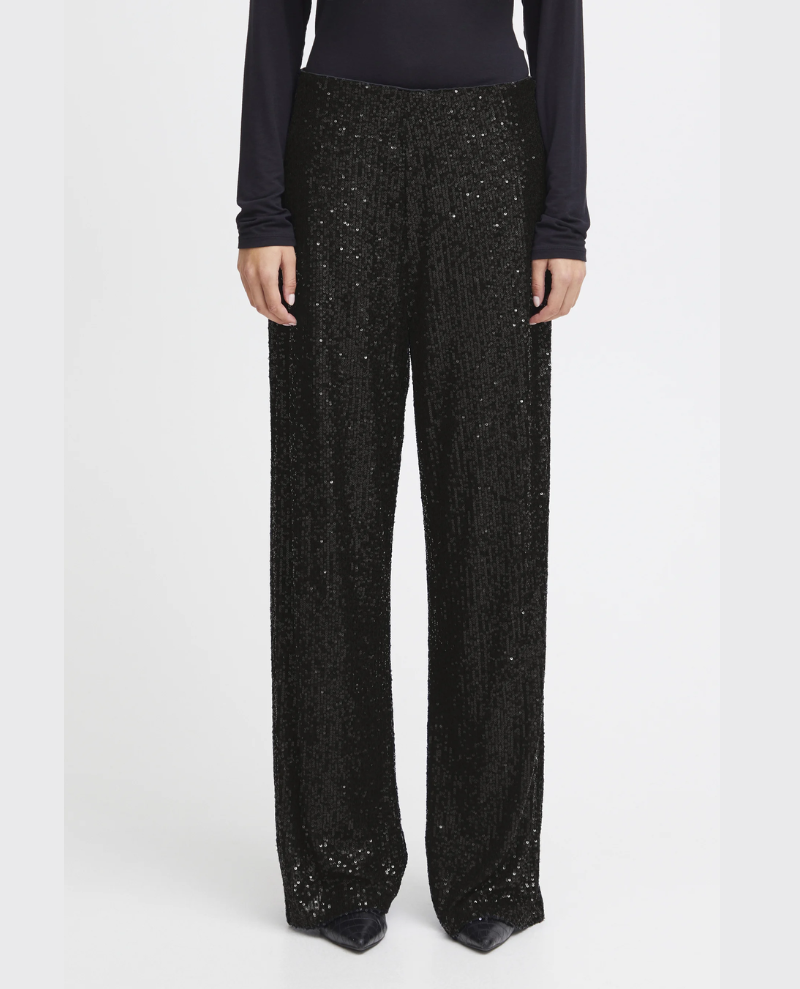 Ichi Fauci Black Sequin Trousers