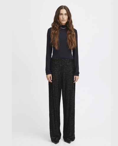 Ichi Fauci Black Sequin Trousers