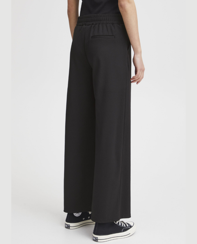 Ichi Kate Black Long Wide Leg Trousers