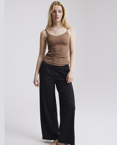 Ichi Kate Black Long Wide Leg Trousers