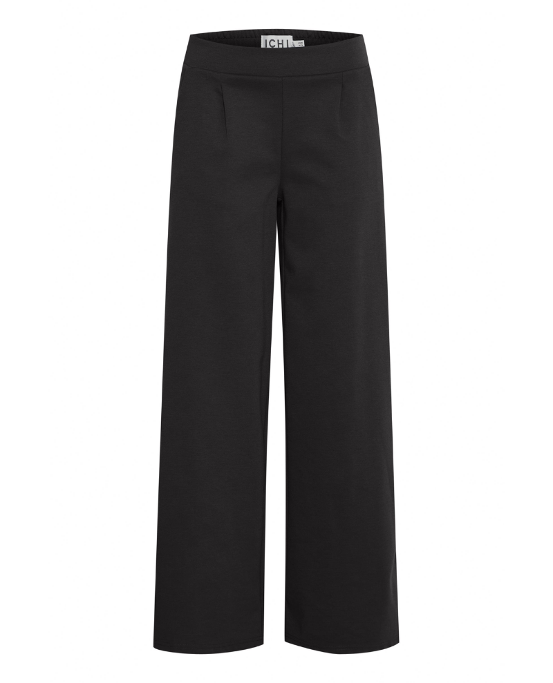 Ichi Kate Black Long Wide Leg Trousers