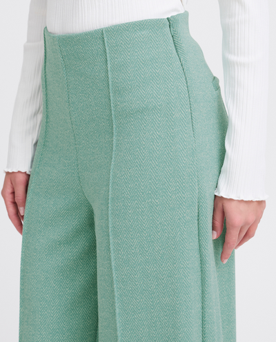 Ichi Kate Beryl Green Jacquard Trousers