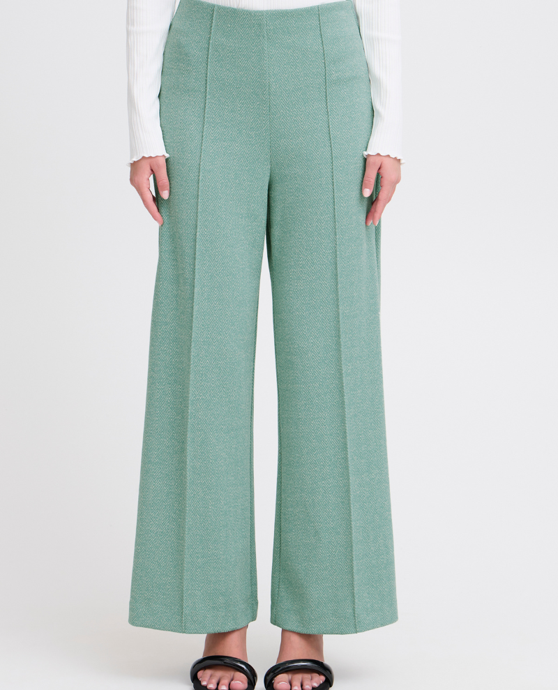 Ichi Kate Beryl Green Jacquard Trousers