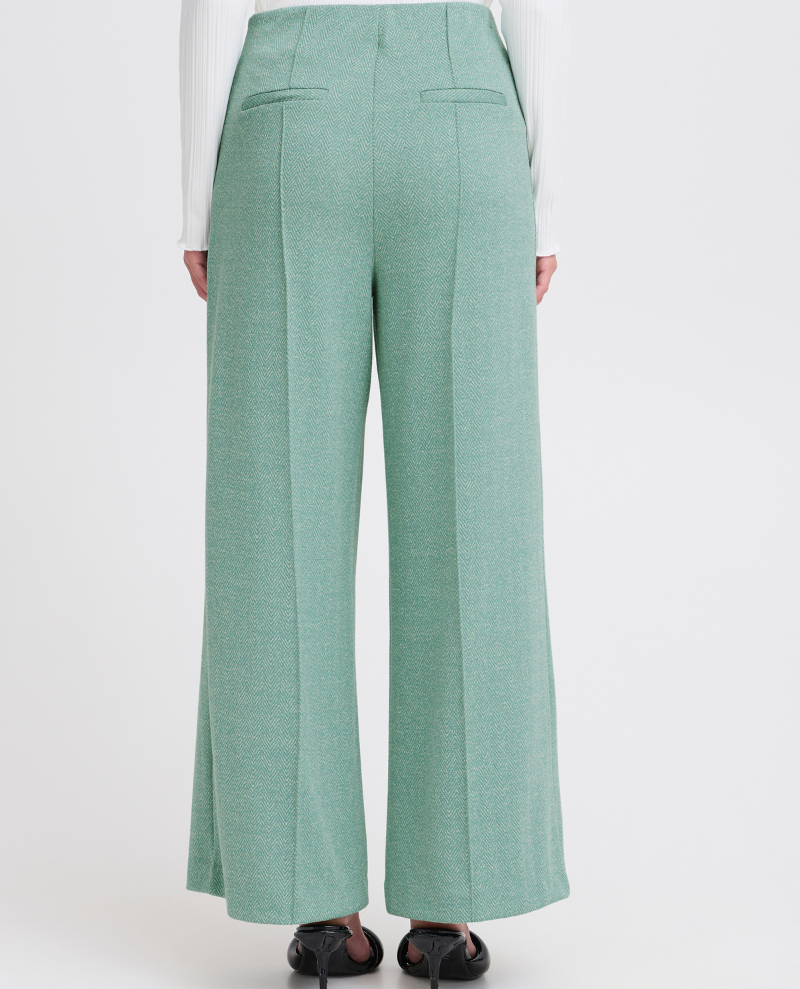 Ichi Kate Beryl Green Jacquard Trousers