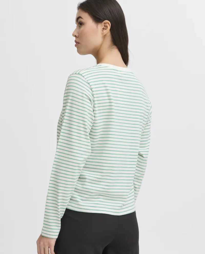 Ichi Mira Beryl Green Stripe T-Shirt