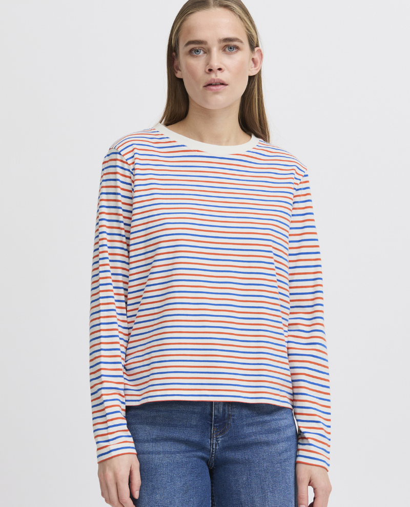 Ichi Mira Orange Blue Stripe T-Shirt