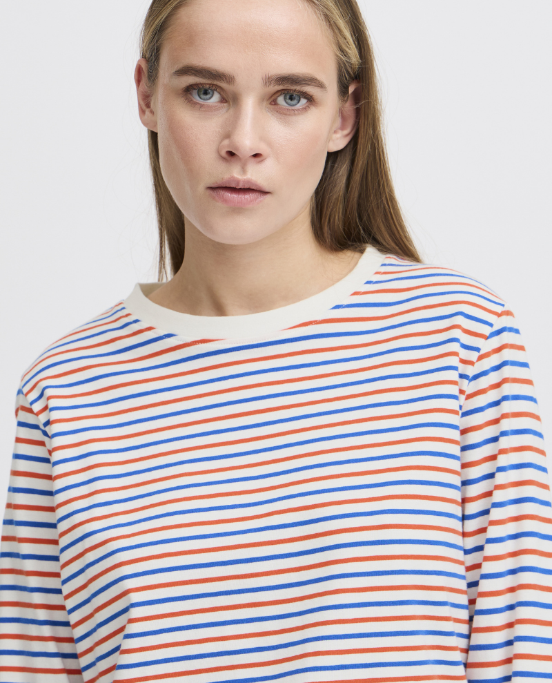 Ichi Mira Orange Blue Stripe T-Shirt