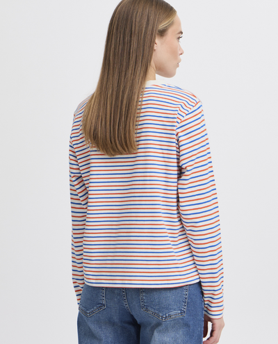 Ichi Mira Orange Blue Stripe T-Shirt