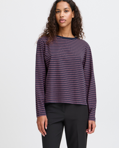 Ichi Mira Navy Stripe T-Shirt