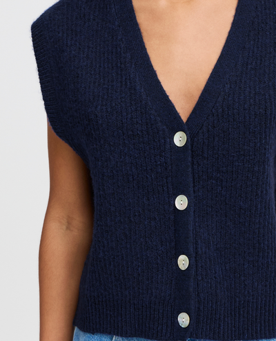 Ichi Povoke Medieval Blue Sweater Vest Cardigan